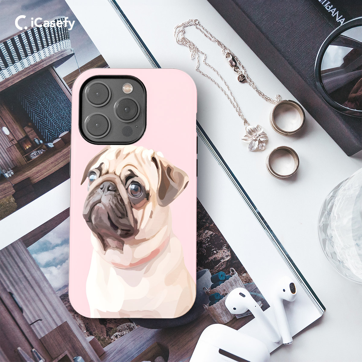 Portrait Dog Pug Phone Case iPhone Samsung Pixel & More 190 - Image 3