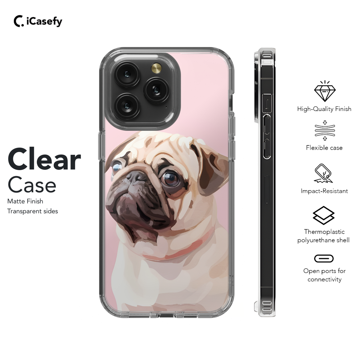 Portrait Dog Pug Phone Case iPhone Samsung Pixel & More 190 - Image 7