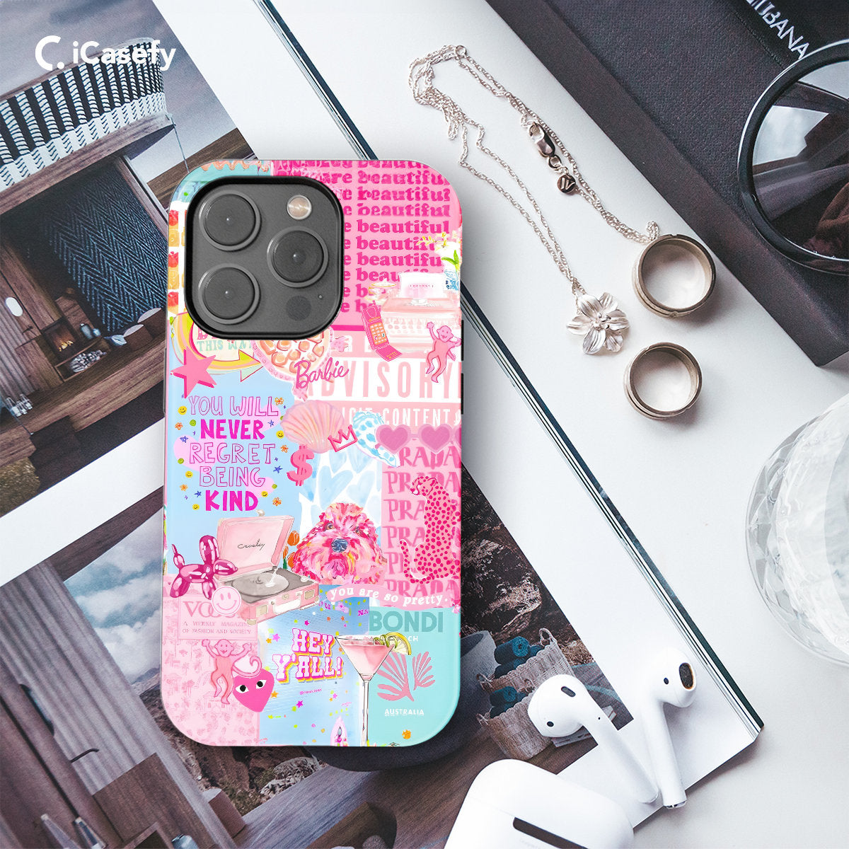 Preppy Pink Phone Case Coquette Aesthetic Collage Cover - Image 2