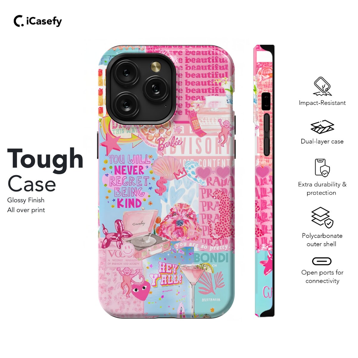 Preppy Pink Phone Case Coquette Aesthetic Collage Cover - Image 6