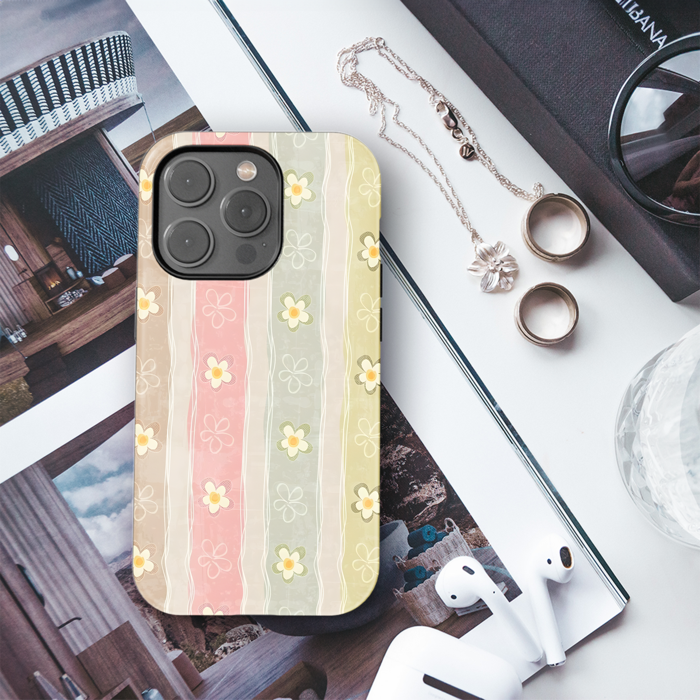 Pretty Daisy Stripes
 Phone Case iPhone Samsung Cover Pixel 4466 - Image 3