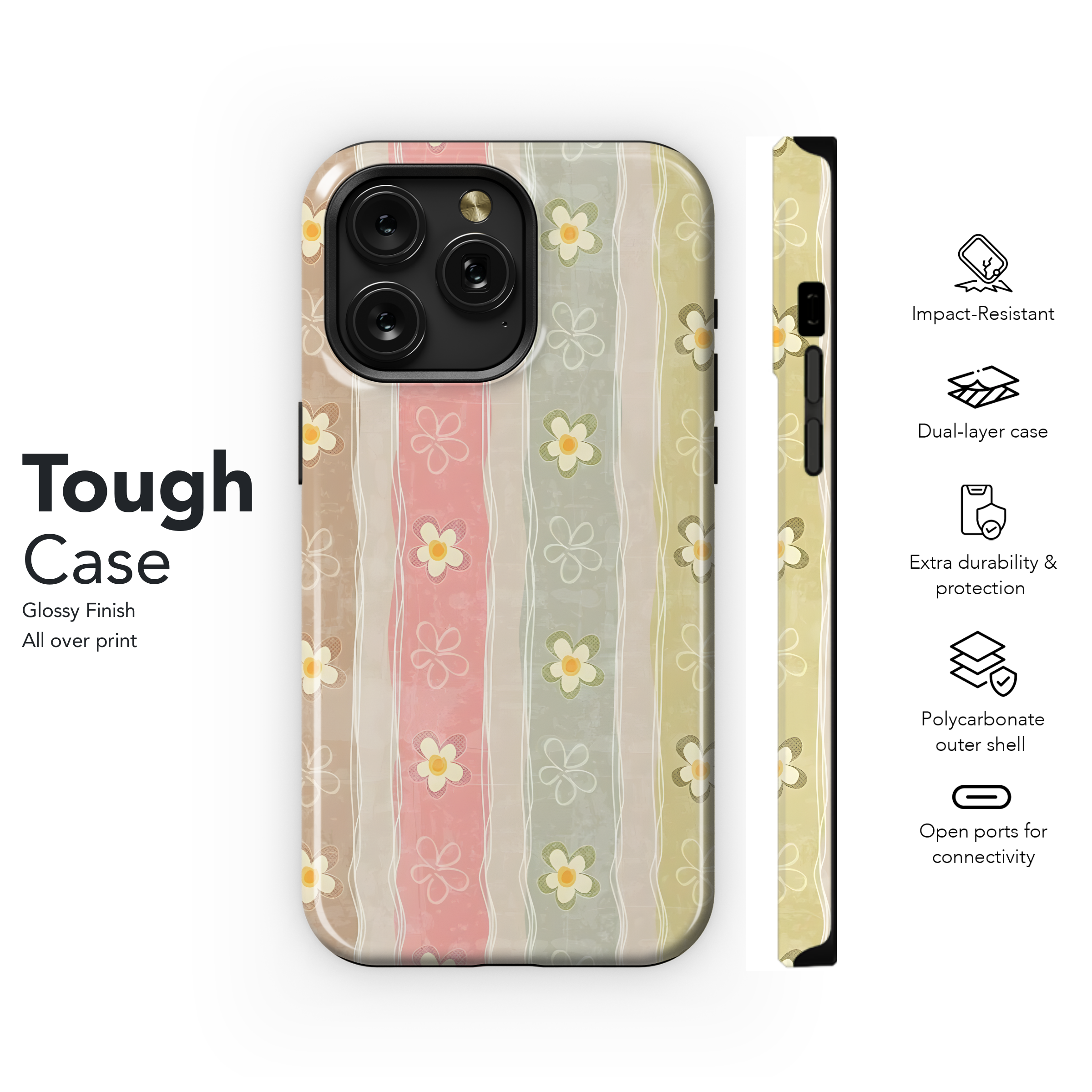 Pretty Daisy Stripes
 Phone Case iPhone Samsung Cover Pixel 4466 - Image 6