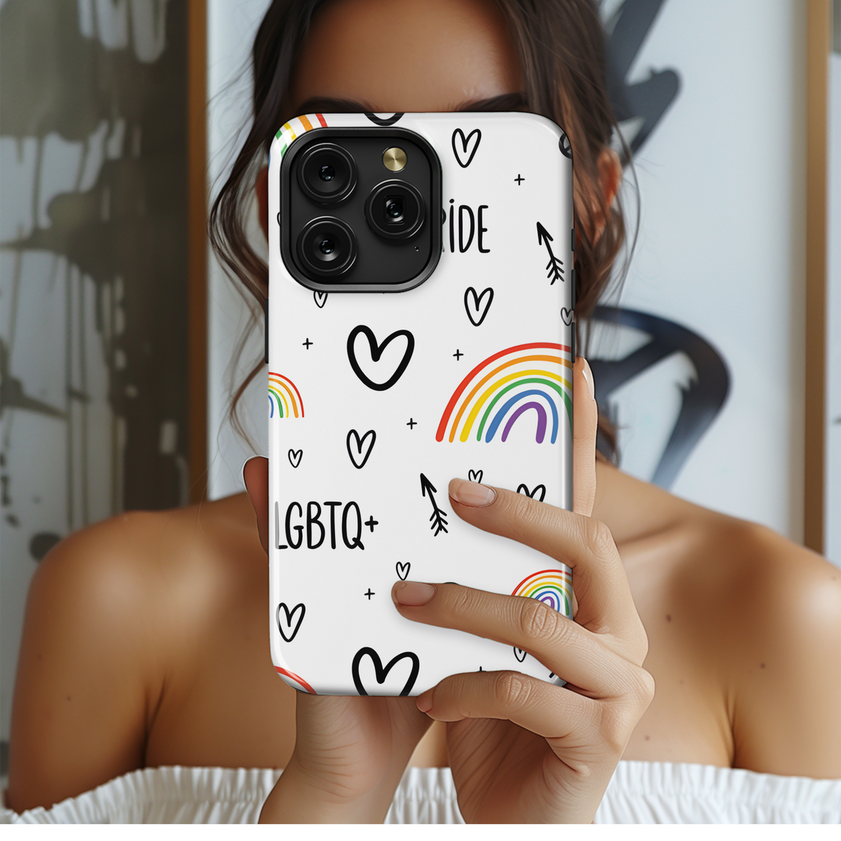 Pride Month Hearts LGBT Rainbow Phone Case iPhone Samsung Cover Pixel 3857 - Image 2