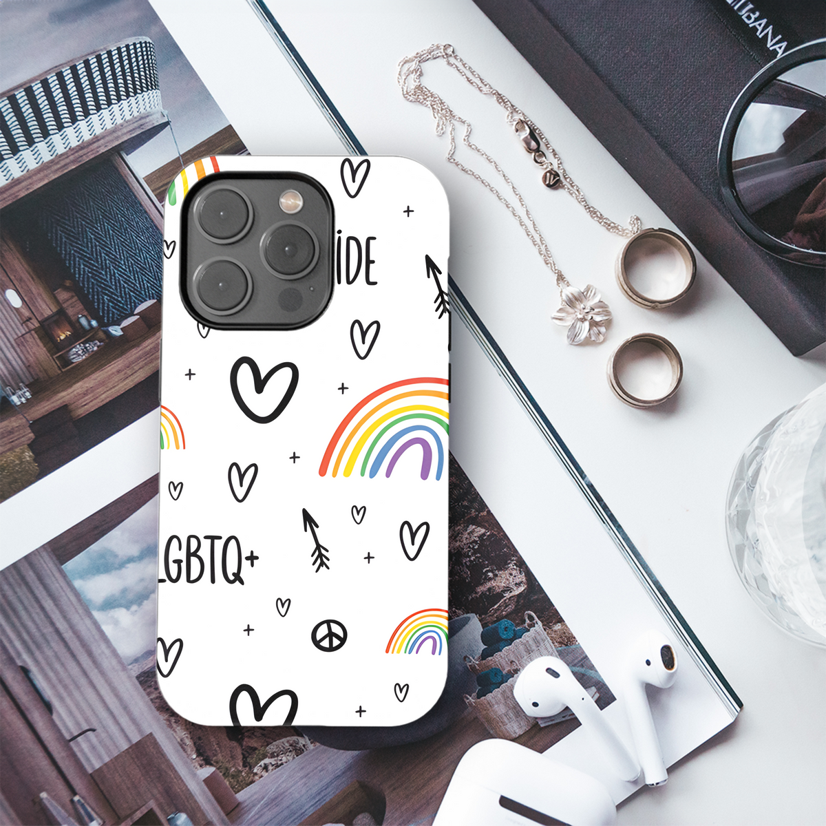 Pride Month Hearts LGBT Rainbow Phone Case iPhone Samsung Cover Pixel 3857 - Image 3