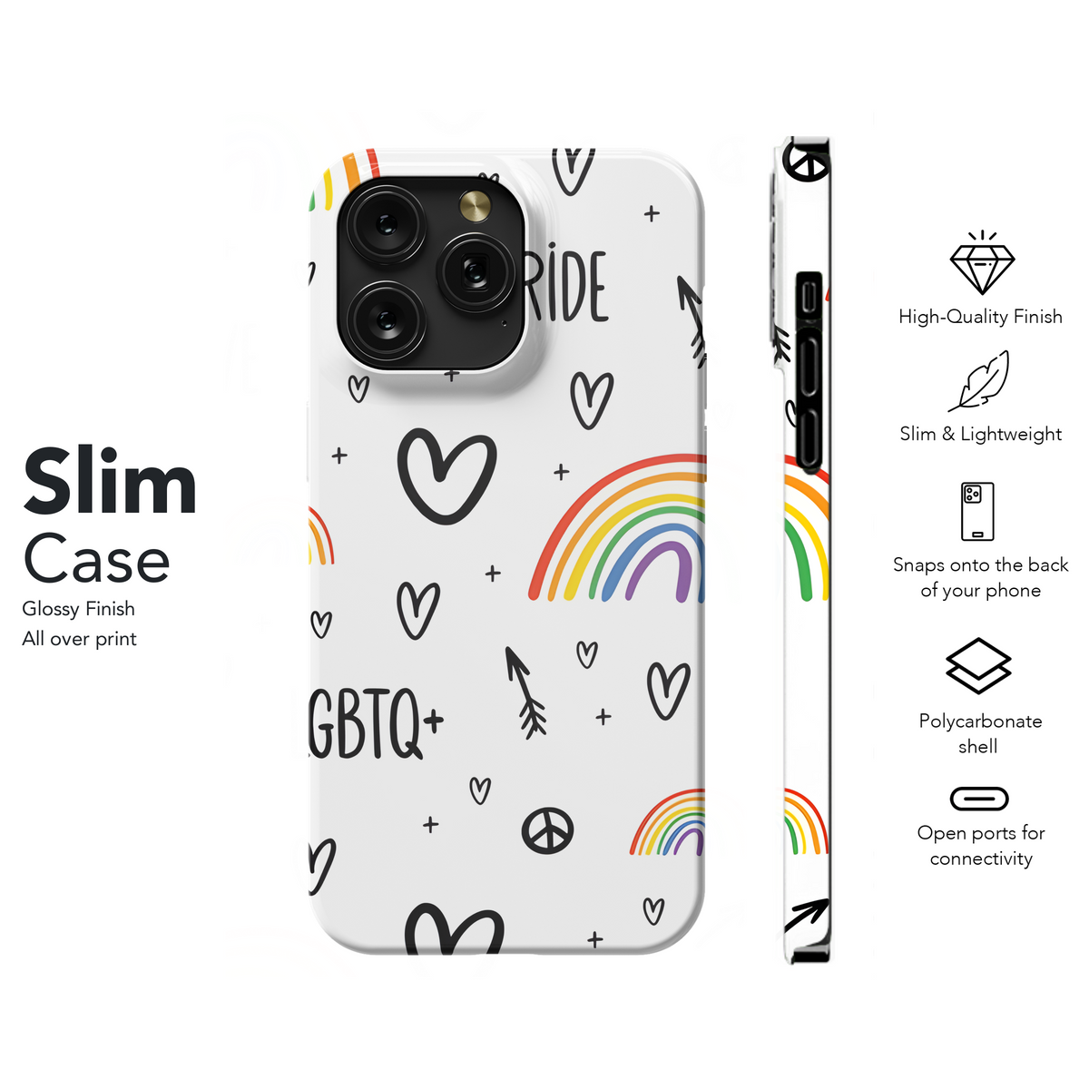 Pride Month Hearts LGBT Rainbow Phone Case iPhone Samsung Cover Pixel 3857 - Image 7