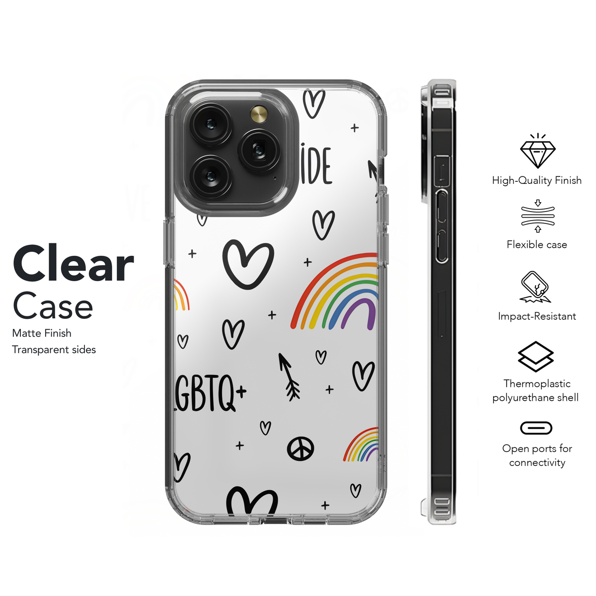 Pride Month Hearts LGBT Rainbow Phone Case iPhone Samsung Cover Pixel 3857 - Image 8