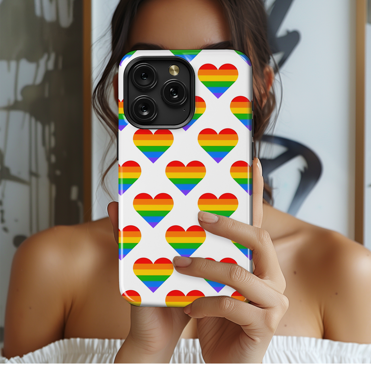 Pride Rainbow Geometric Heart Phone Case iPhone Samsung Cover Pixel 3862 - Image 2