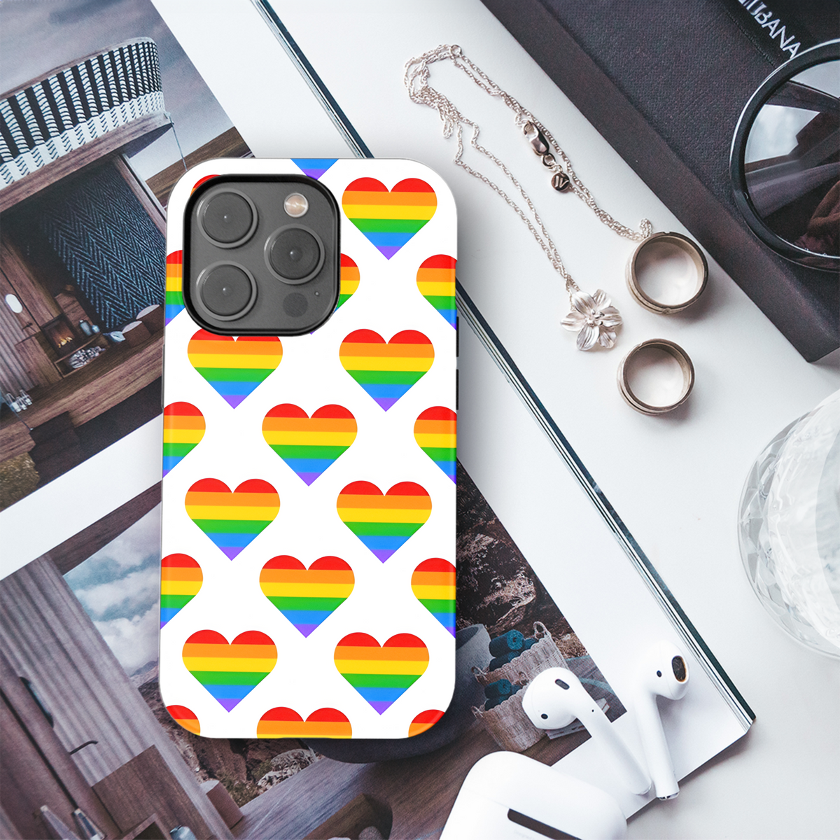 Pride Rainbow Geometric Heart Phone Case iPhone Samsung Cover Pixel 3862 - Image 3