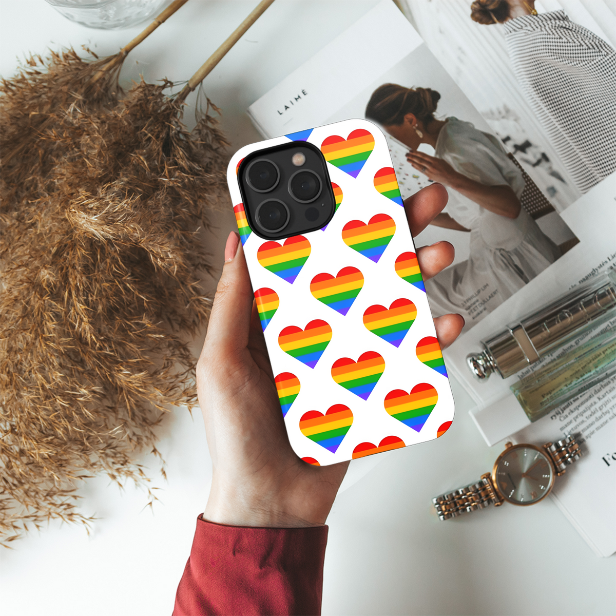 Pride Rainbow Geometric Heart Phone Case iPhone Samsung Cover Pixel 3862 - Image 4