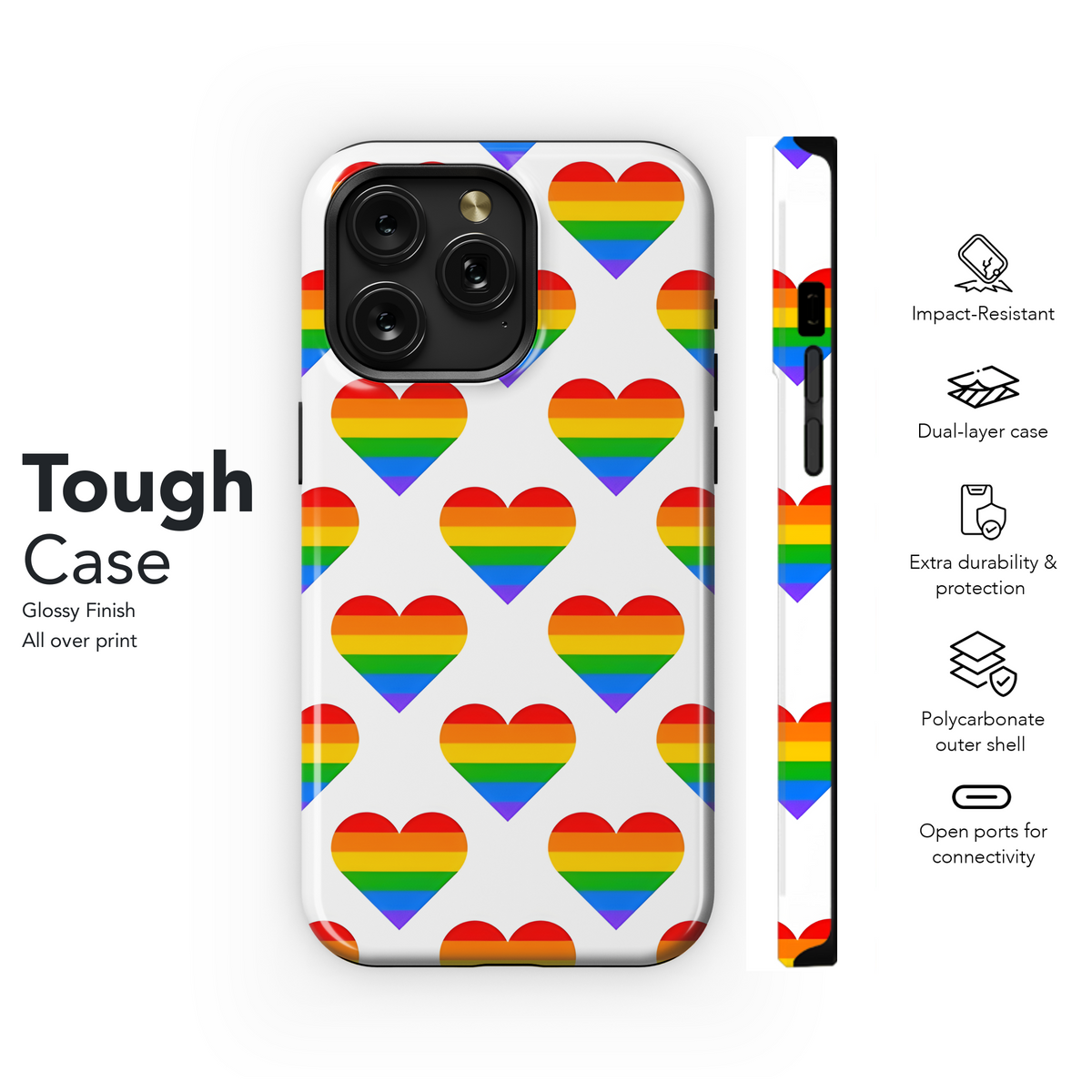 Pride Rainbow Geometric Heart Phone Case iPhone Samsung Cover Pixel 3862 - Image 6