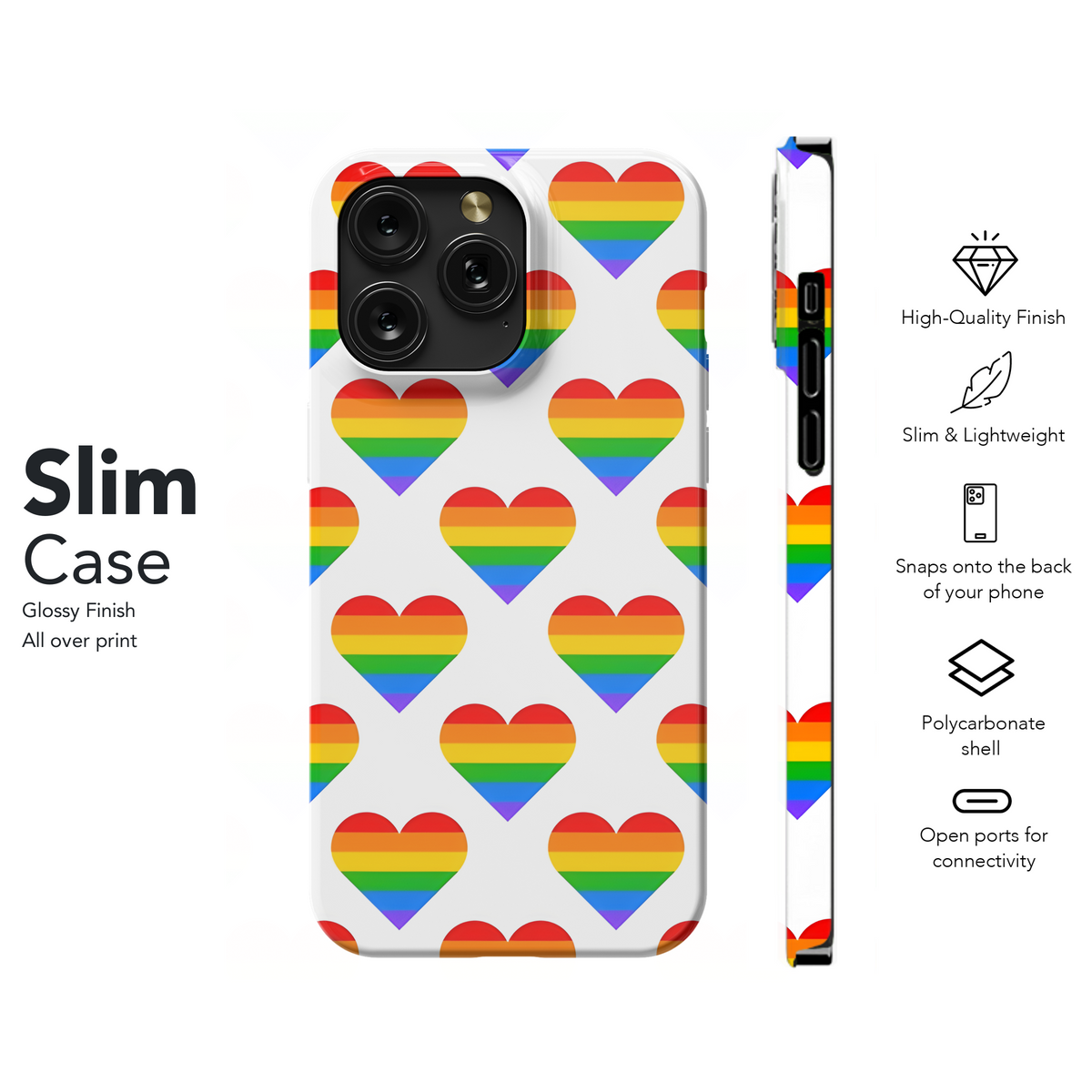 Pride Rainbow Geometric Heart Phone Case iPhone Samsung Cover Pixel 3862 - Image 7