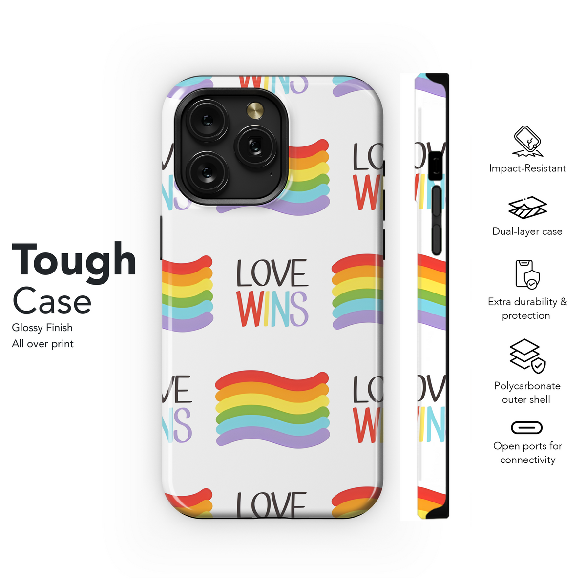 Pride Rainbow Hearts Phone Case iPhone Samsung Cover Pixel 3893 - Image 6