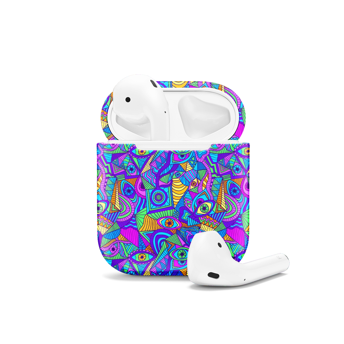 Psychedelic Colorful Eyes Seamless AirPods Case AirPods Pro AirPods Pro 2 AirPods 3 AirPods 2 Glossy 1103 - Image 1