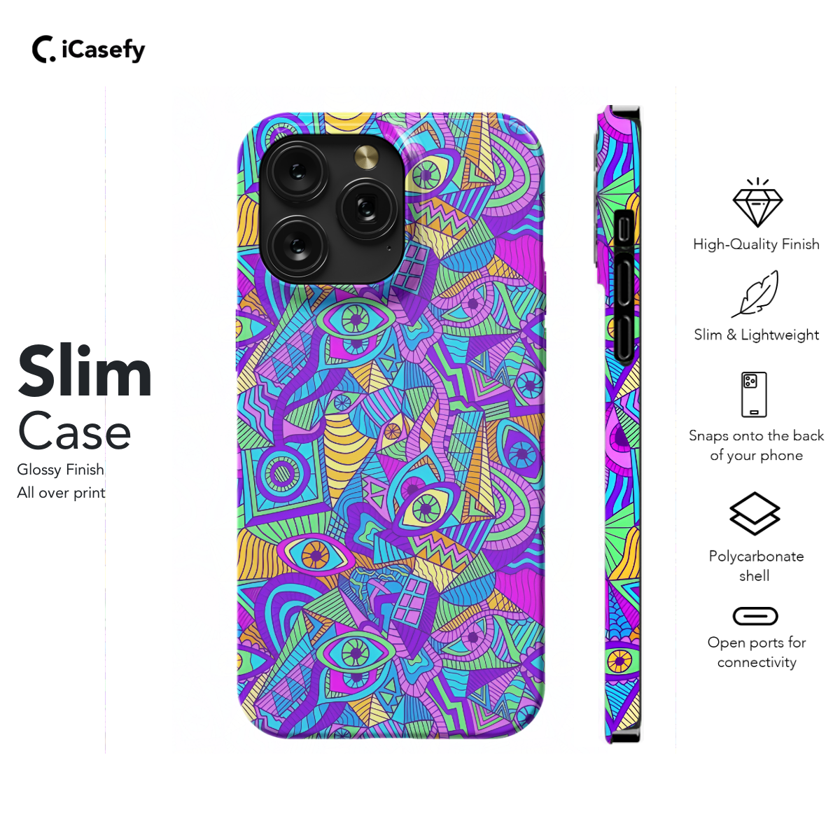 Psychedelic Colorful Eyes Seamless Phone Case iPhone Samsung Cover Pixel 1103 - Image 6