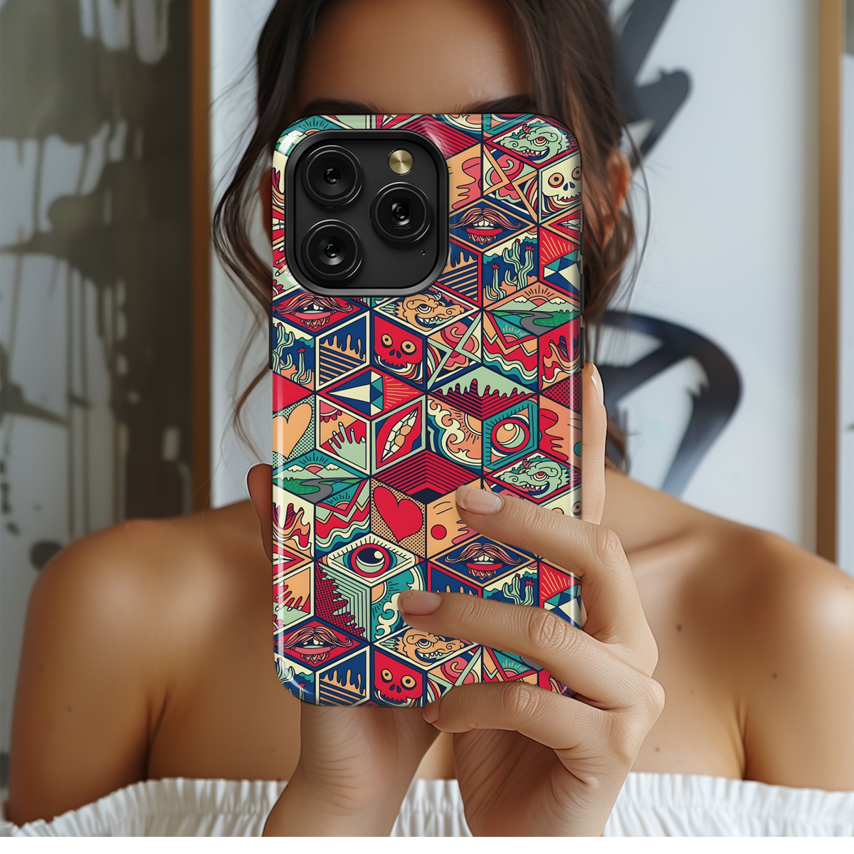 Psychedelic Cube Pattern
 Phone Case iPhone Samsung Cover Pixel 4207 - Image 2