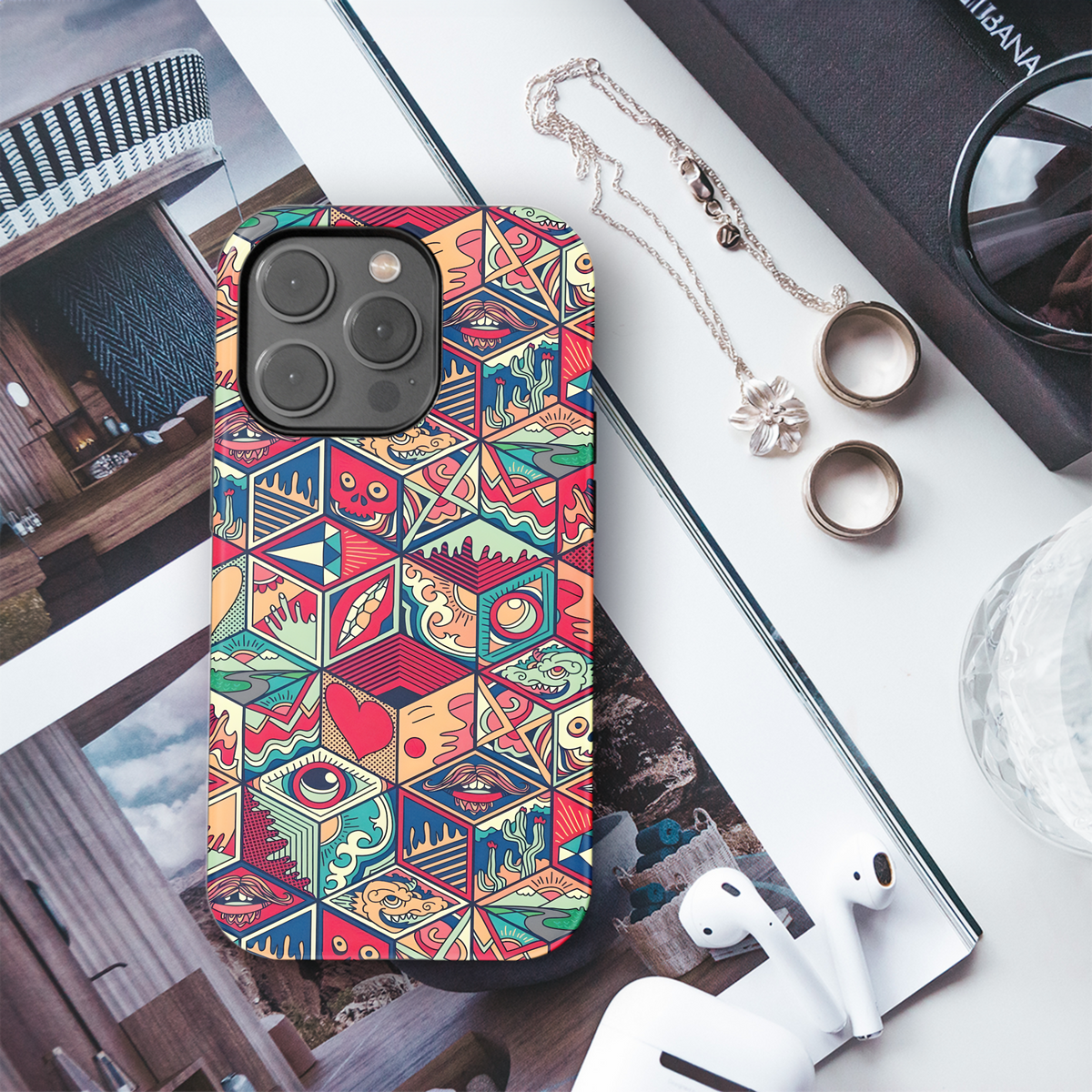 Psychedelic Cube Pattern
 Phone Case iPhone Samsung Cover Pixel 4207 - Image 3