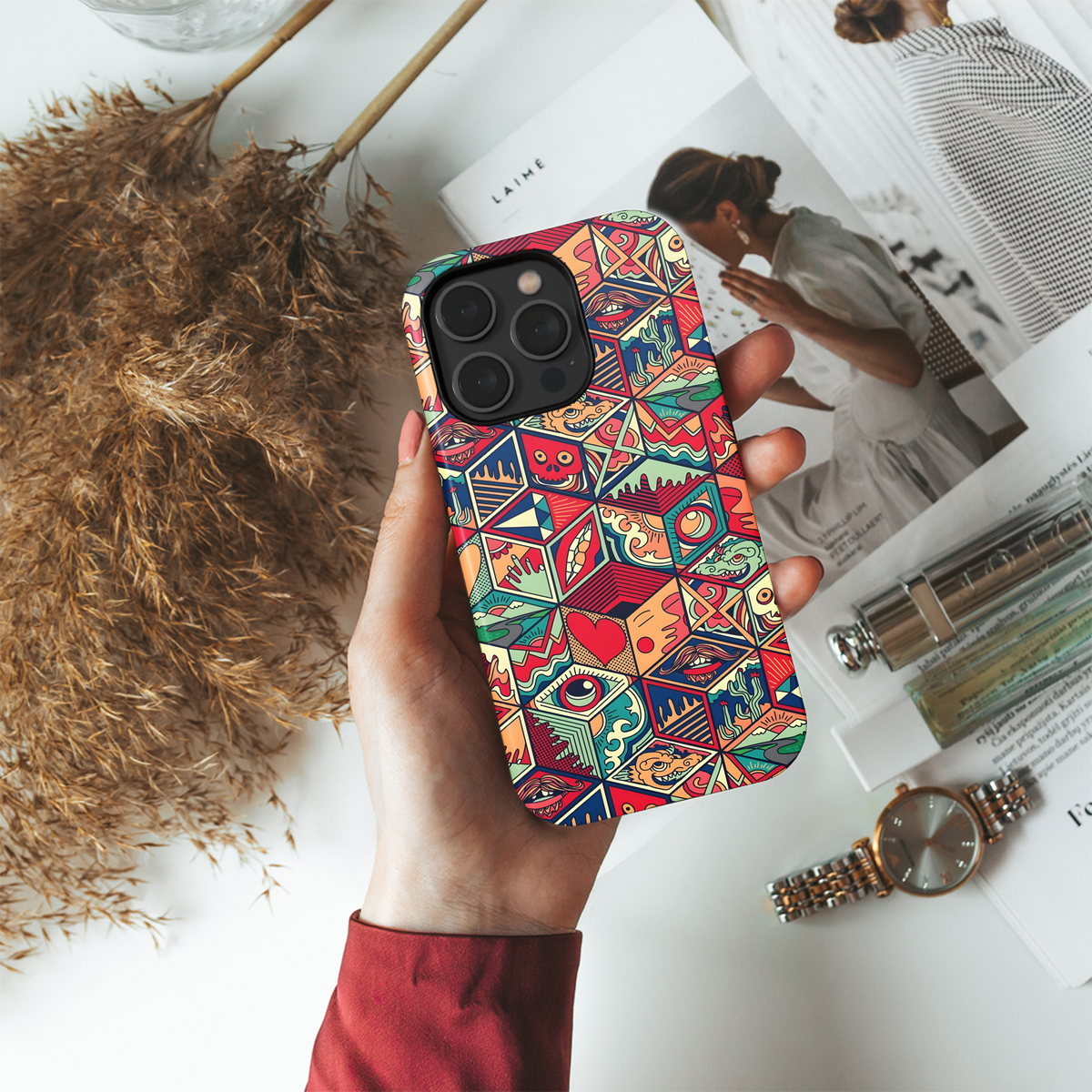 Psychedelic Cube Pattern
 Phone Case iPhone Samsung Cover Pixel 4207 - Image 4