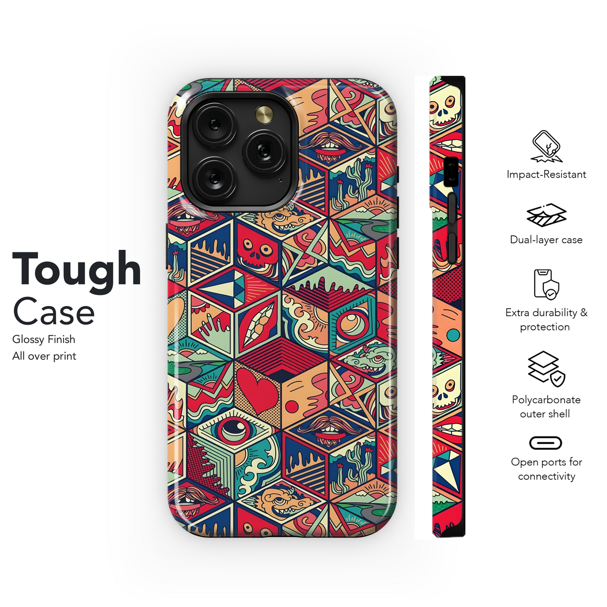 Psychedelic Cube Pattern
 Phone Case iPhone Samsung Cover Pixel 4207 - Image 6