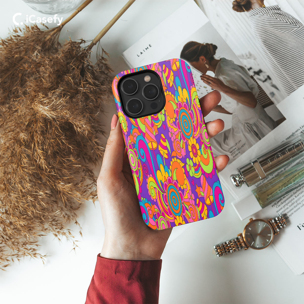 Psychedelic Groovy Floral Mushroom Phone Case iPhone Samsung Cover Pixel 1106 - Image 2