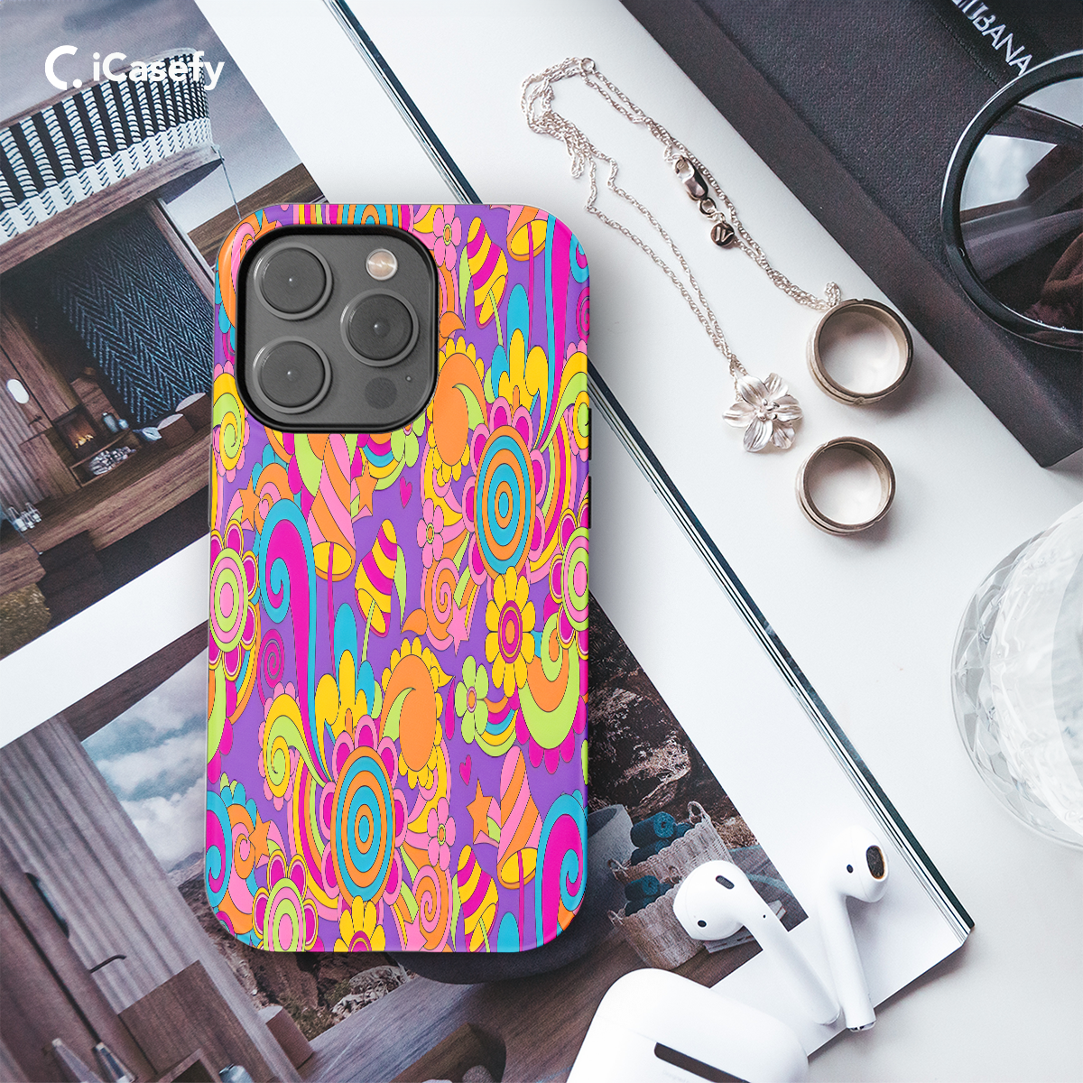 Psychedelic Groovy Floral Mushroom Phone Case iPhone Samsung Cover Pixel 1106 - Image 3