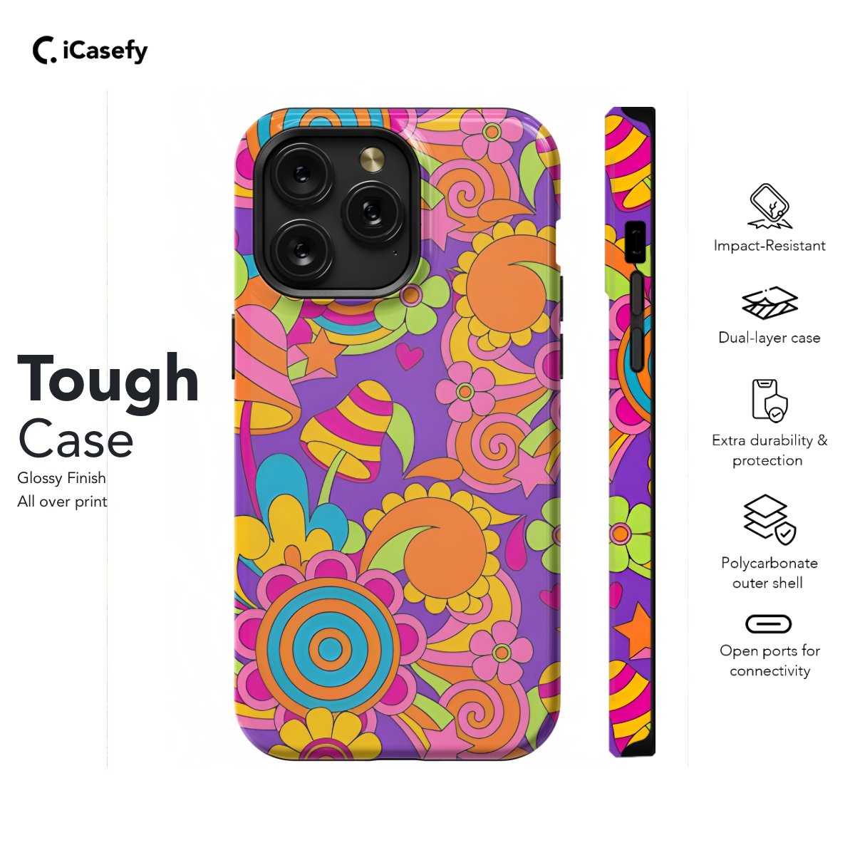 Psychedelic Groovy Floral Mushroom Phone Case iPhone Samsung Cover Pixel 1106 - Image 5