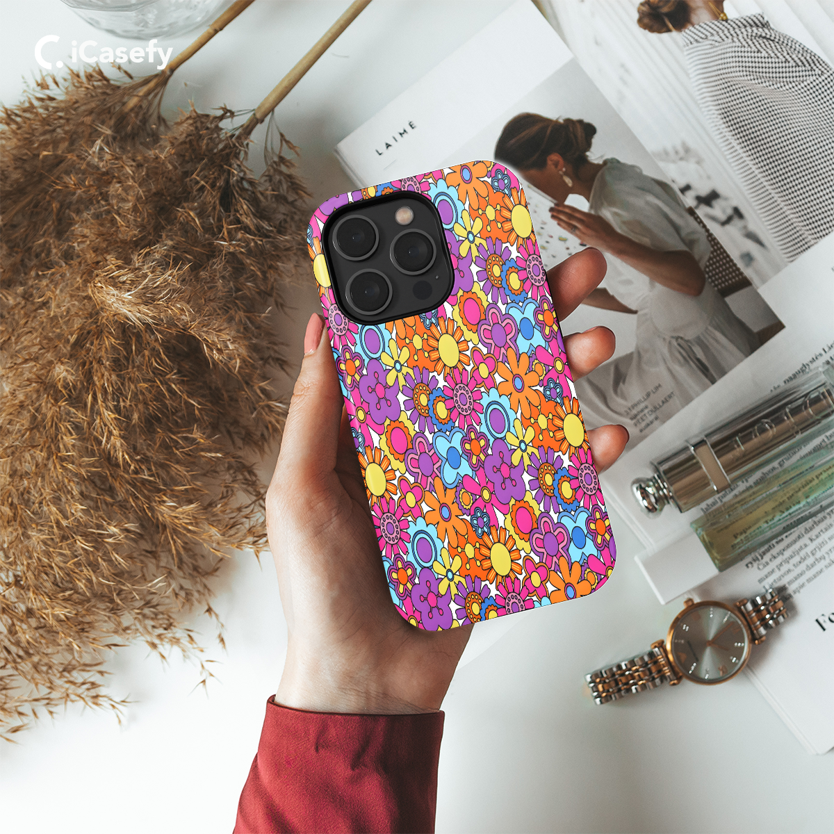 Psychedelic Groovy Floral Phone Case iPhone Samsung Cover Pixel 1107 - Image 2