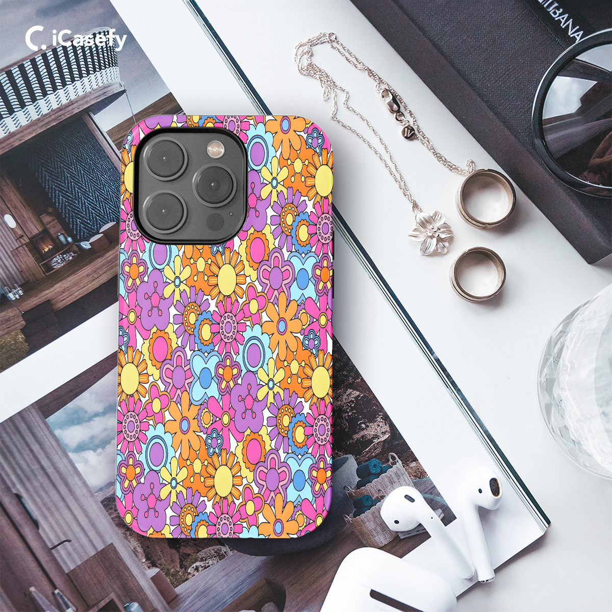 Psychedelic Groovy Floral Phone Case iPhone Samsung Cover Pixel 1107 - Image 3