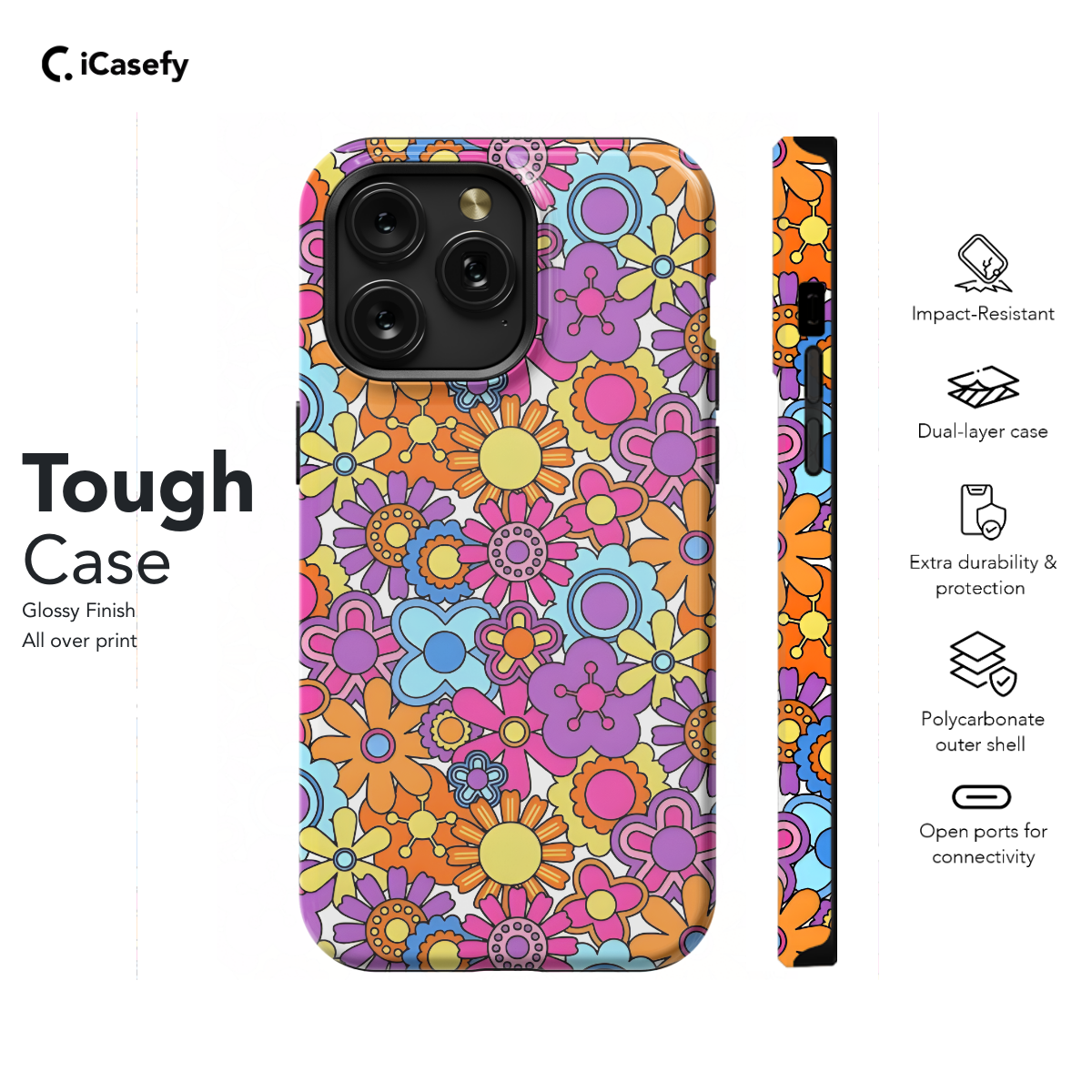 Psychedelic Groovy Floral Phone Case iPhone Samsung Cover Pixel 1107 - Image 5