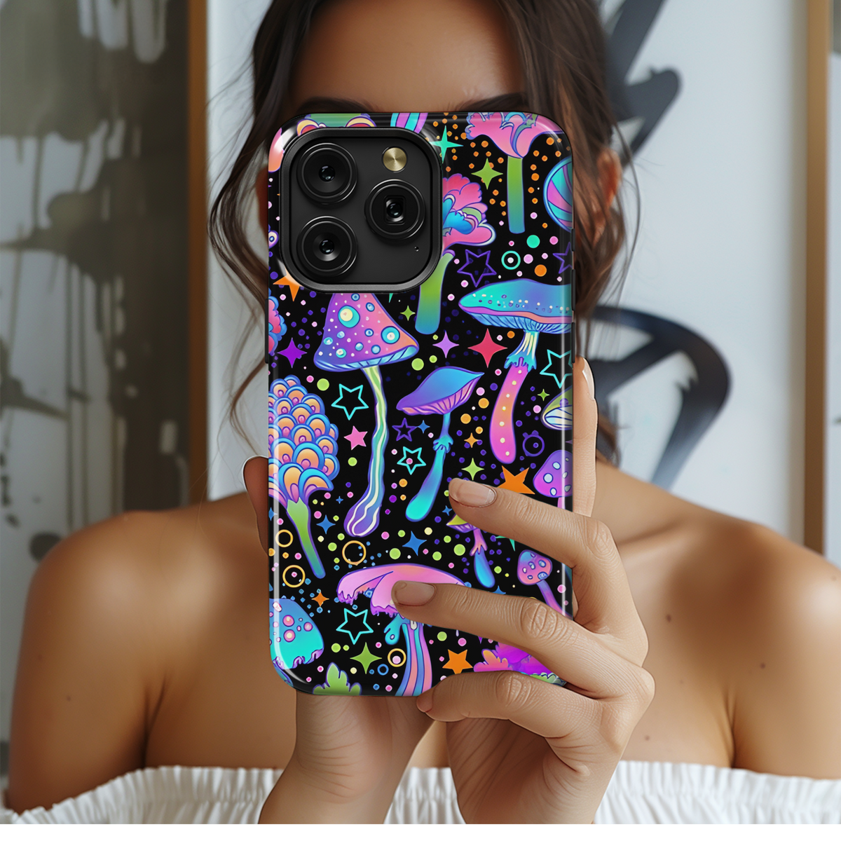 Psychedelic Mushroom Star Pattern Phone Case iPhone Samsung Cover Pixel 2171 - Image 2