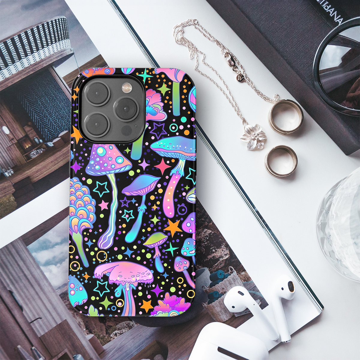 Psychedelic Mushroom Star Pattern Phone Case iPhone Samsung Cover Pixel 2171 - Image 3