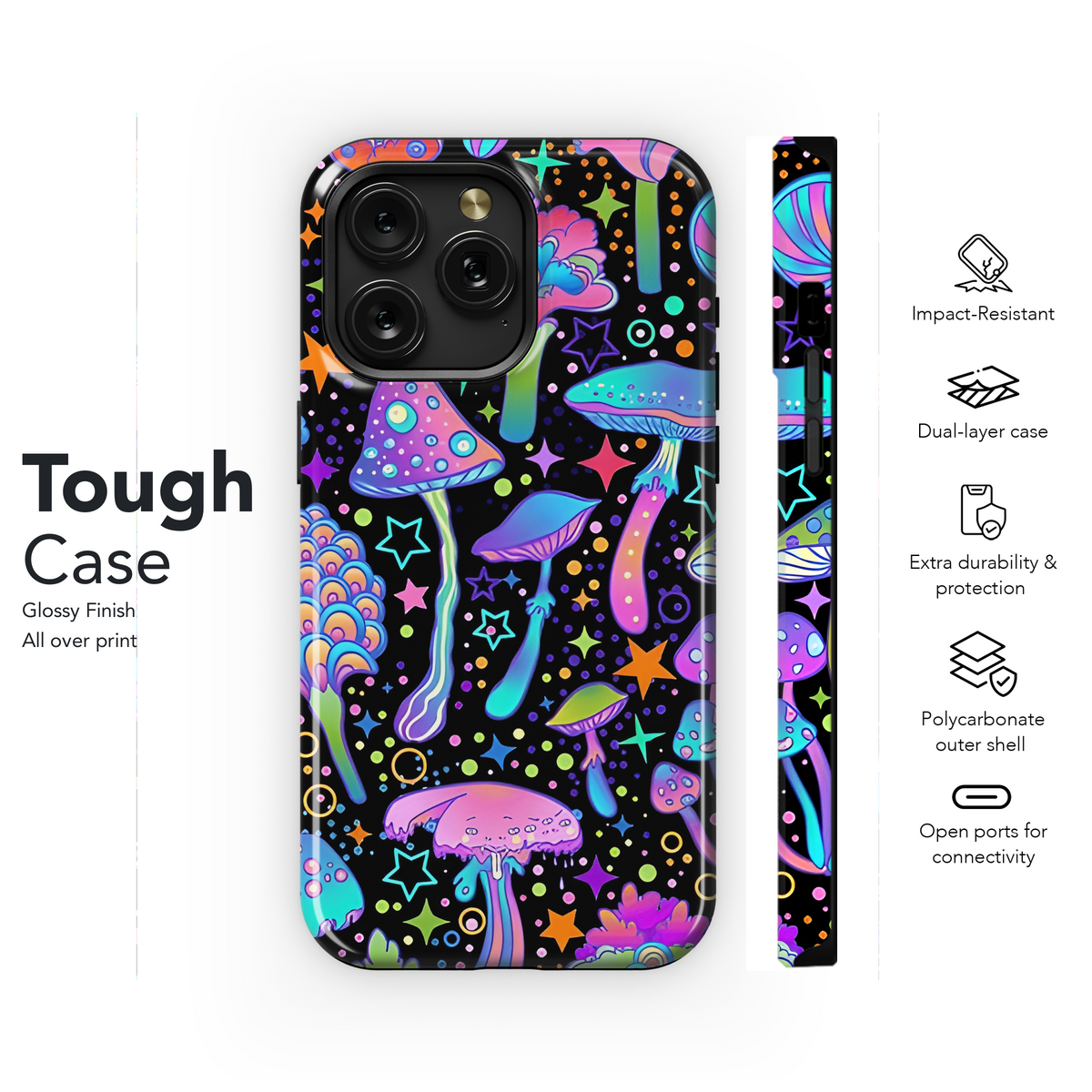 Psychedelic Mushroom Star Pattern Phone Case iPhone Samsung Cover Pixel 2171 - Image 6