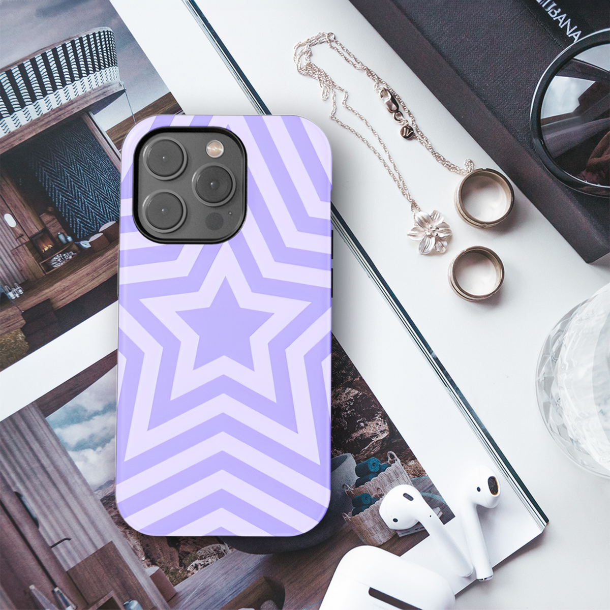 Psychedelic Purple Concentric Stars Phone Case iPhone Samsung Cover Pixel 2152 - Image 3