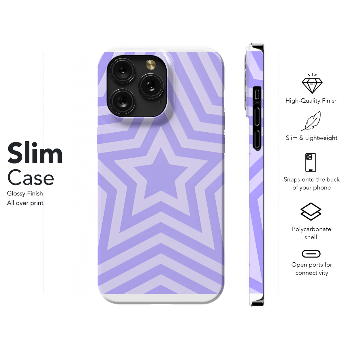 Psychedelic Purple Concentric Stars Phone Case iPhone Samsung Cover Pixel 2152 - Image 7