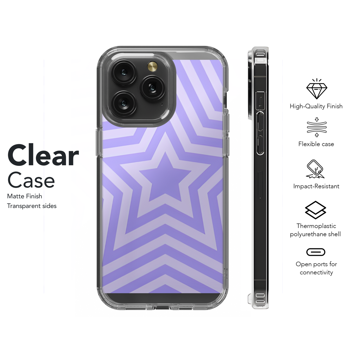 Psychedelic Purple Concentric Stars Phone Case iPhone Samsung Cover Pixel 2152 - Image 8