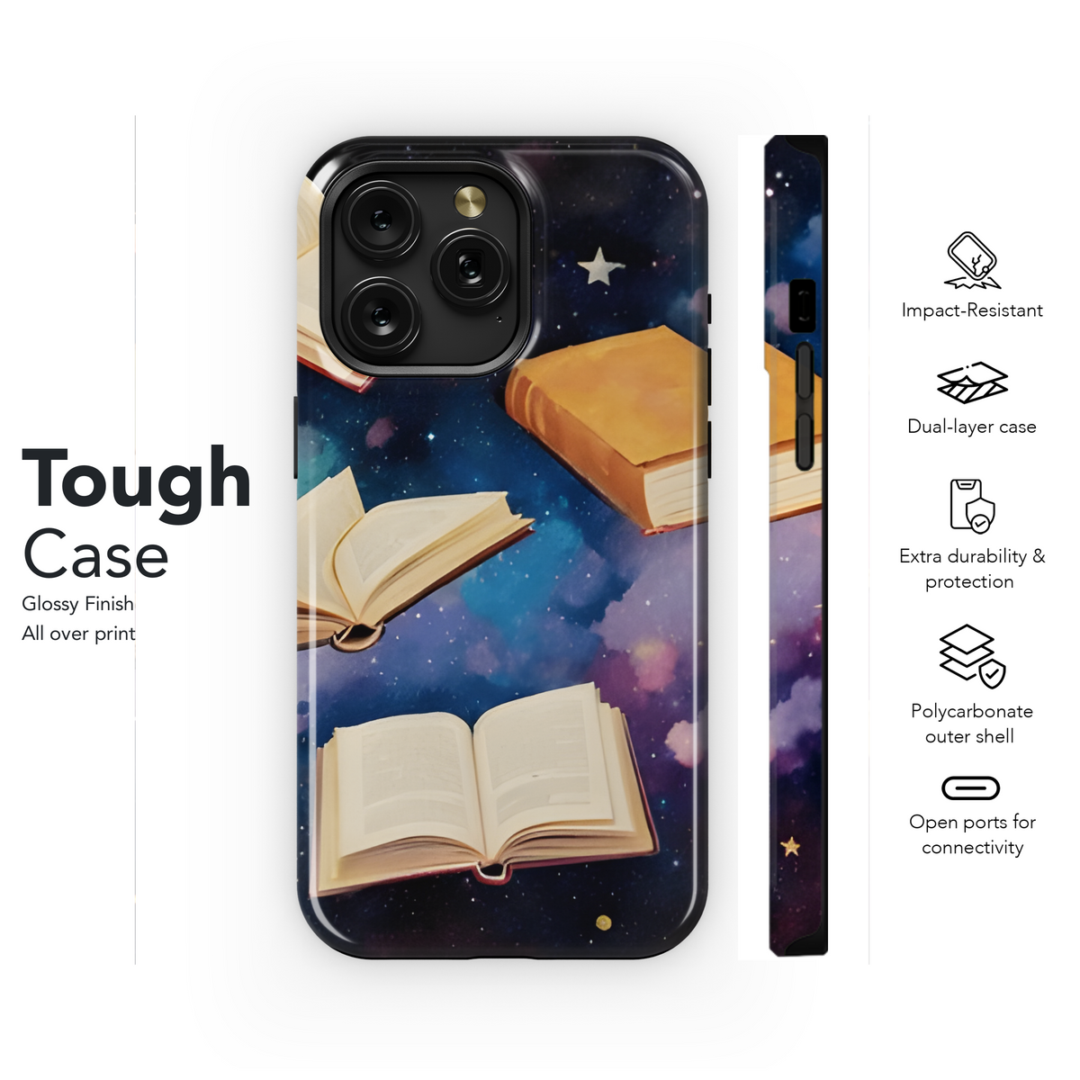 Psychedelic Watercolor Flying Books Imagination Sky Phone Case iPhone Samsung Cover Pixel 2237 - Image 6