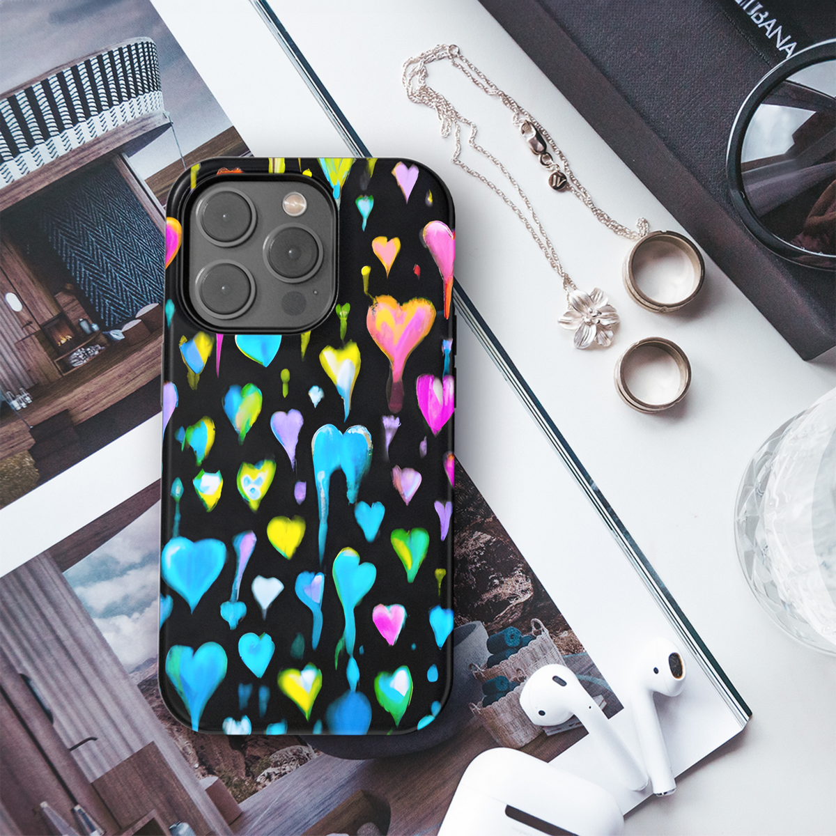 Punk Hearts Tie Dye Phone Case iPhone Samsung Cover Pixel 3284 - Image 3