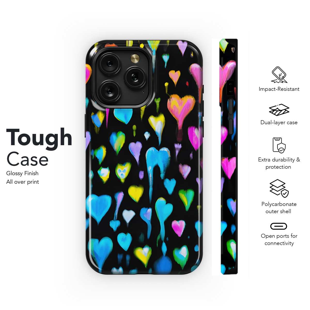 Punk Hearts Tie Dye Phone Case iPhone Samsung Cover Pixel 3284 - Image 6