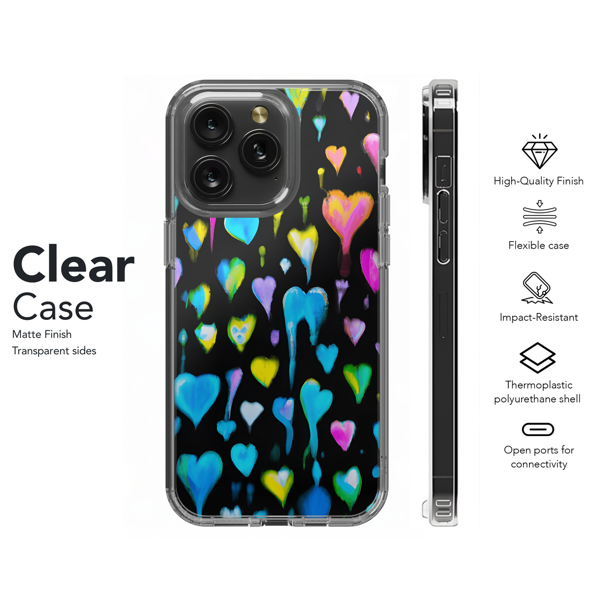 Punk Hearts Tie Dye Phone Case iPhone Samsung Cover Pixel 3284 - Image 8