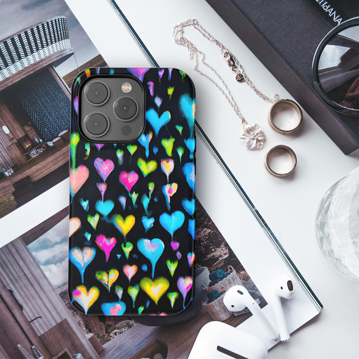 Punk Hearts Tie Dye Phone Case iPhone Samsung Cover Pixel 3523 - Image 3