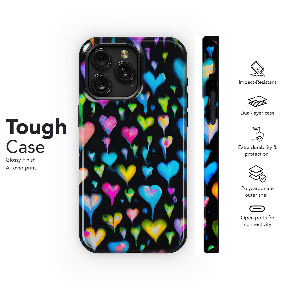 Punk Hearts Tie Dye Phone Case iPhone Samsung Cover Pixel 3523 - Image 6