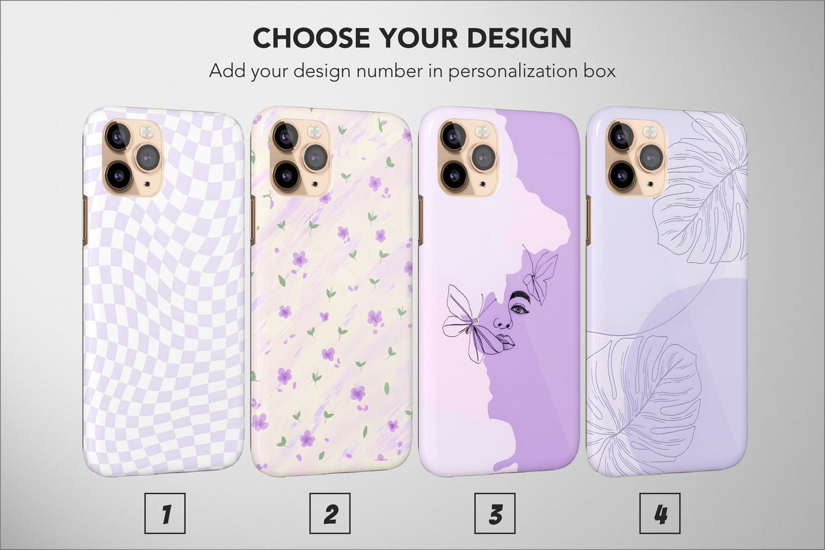 Purple Boho Phone Case Cute Minimalist Girl Aesthetic Cover - Image 1