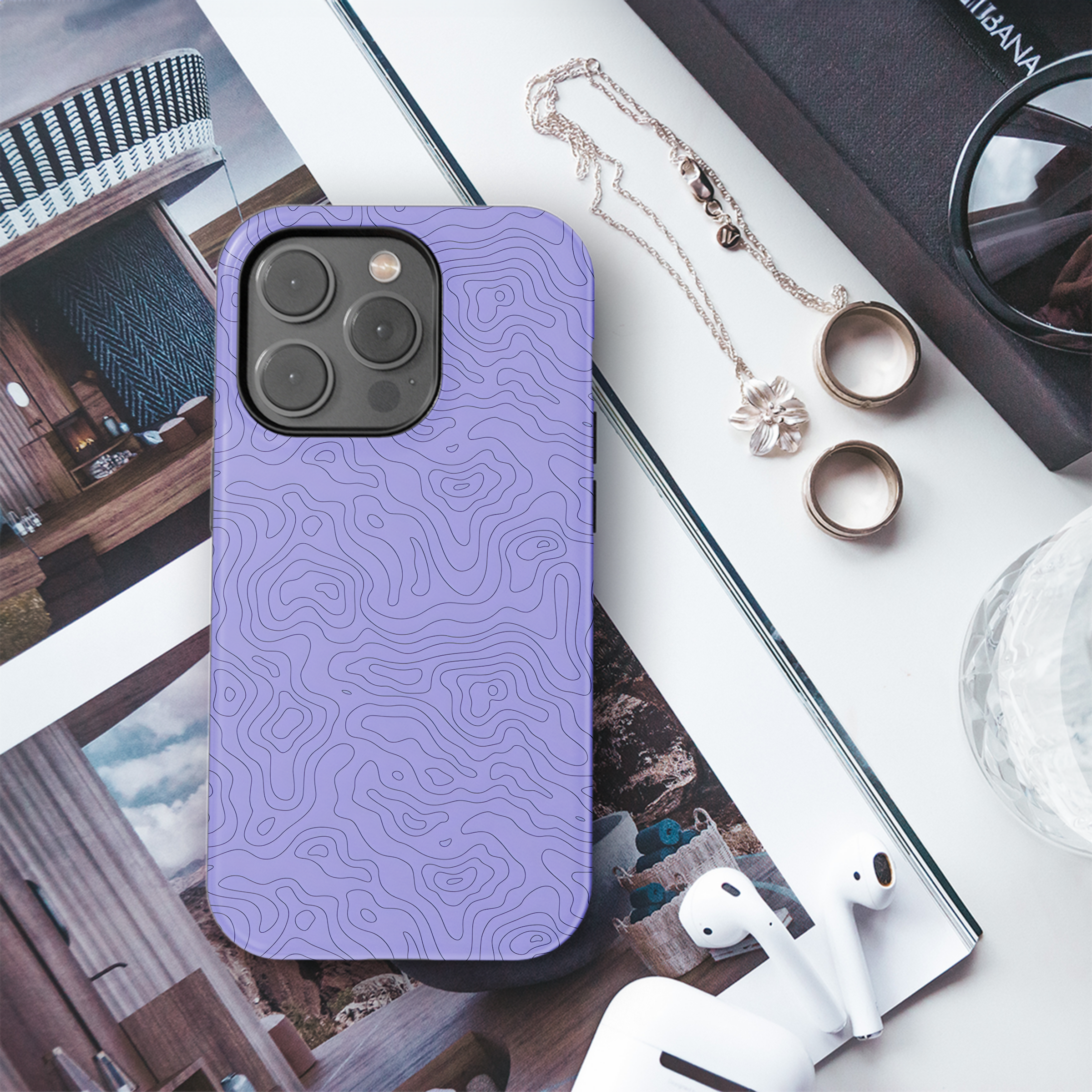 Purple Topographic Lines
 Phone Case iPhone Samsung Cover Pixel 4471 - Image 3