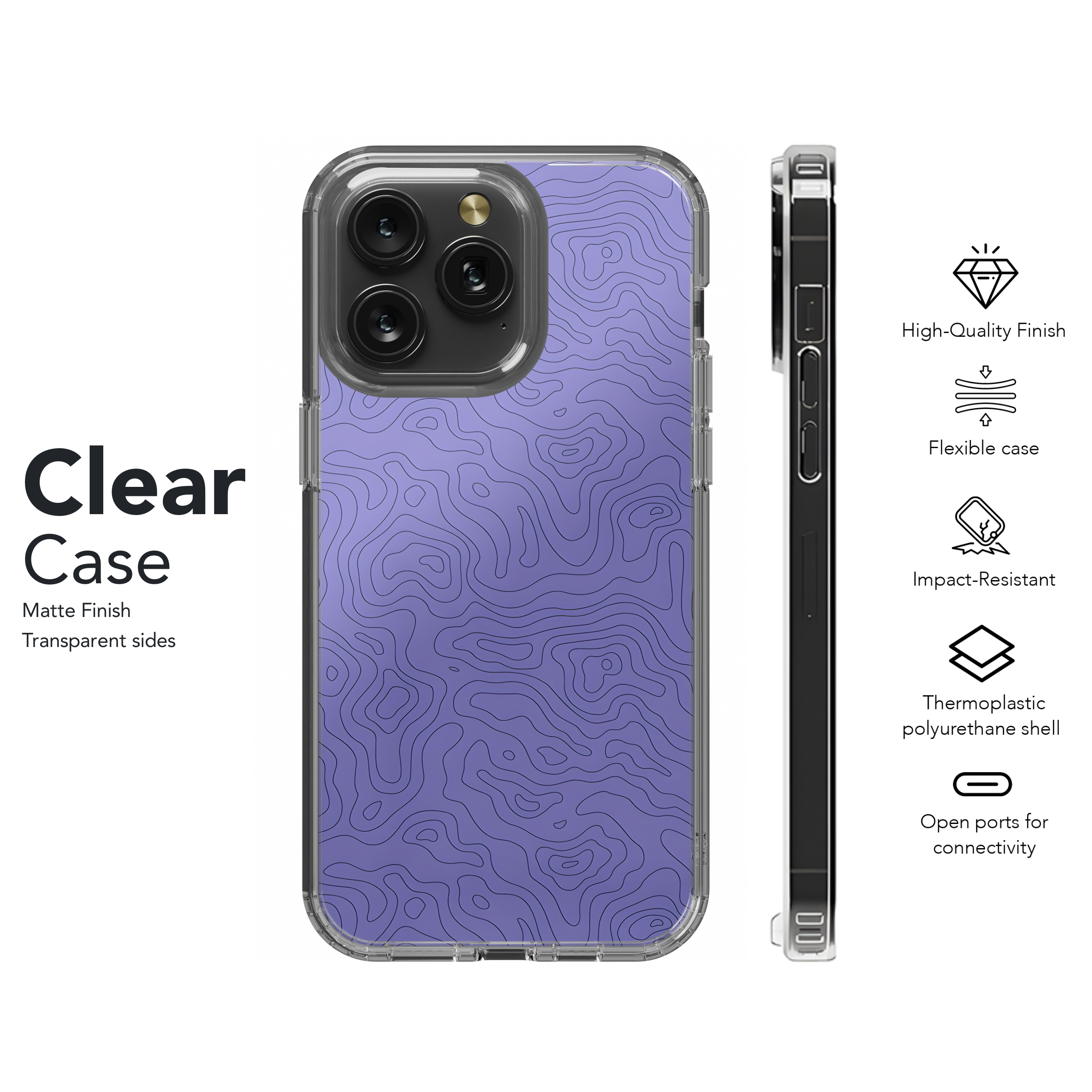 Purple Topographic Lines
 Phone Case iPhone Samsung Cover Pixel 4471 - Image 8