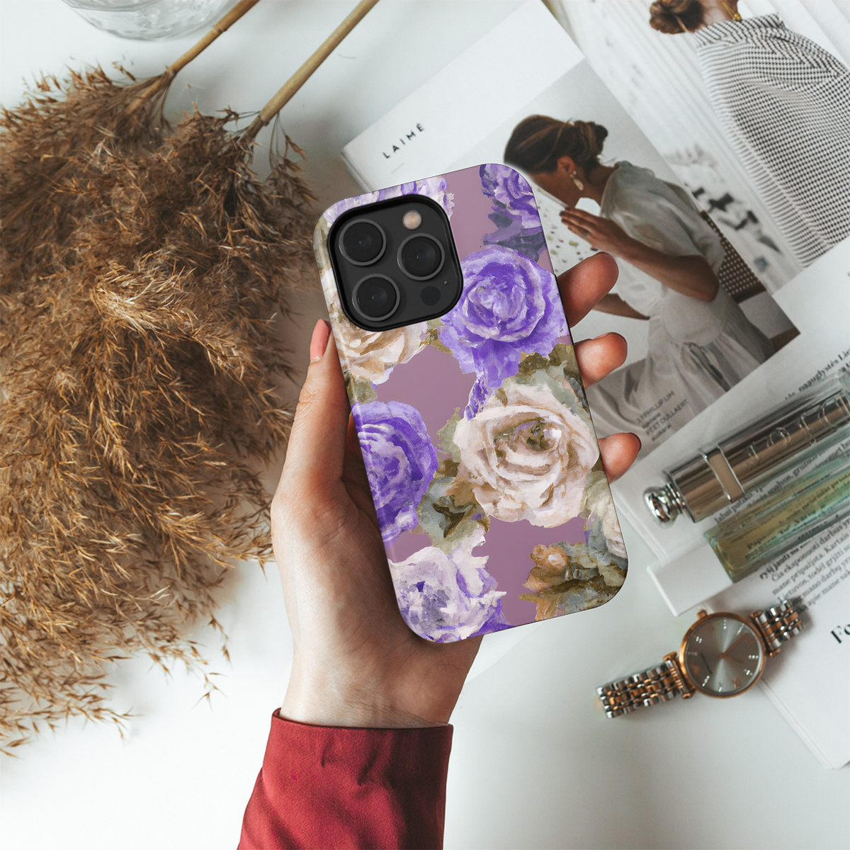 Purple Vintage Roses Phone Case iPhone Samsung Cover Pixel 3281 - Image 4