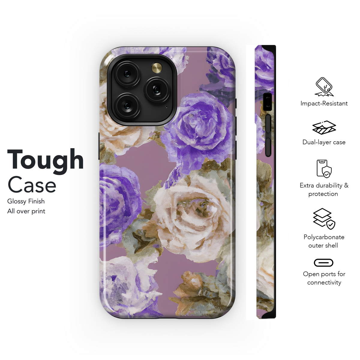 Purple Vintage Roses Phone Case iPhone Samsung Cover Pixel 3281 - Image 6