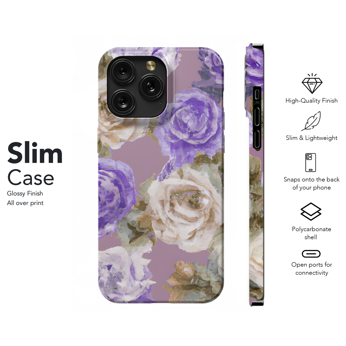 Purple Vintage Roses Phone Case iPhone Samsung Cover Pixel 3281 - Image 7