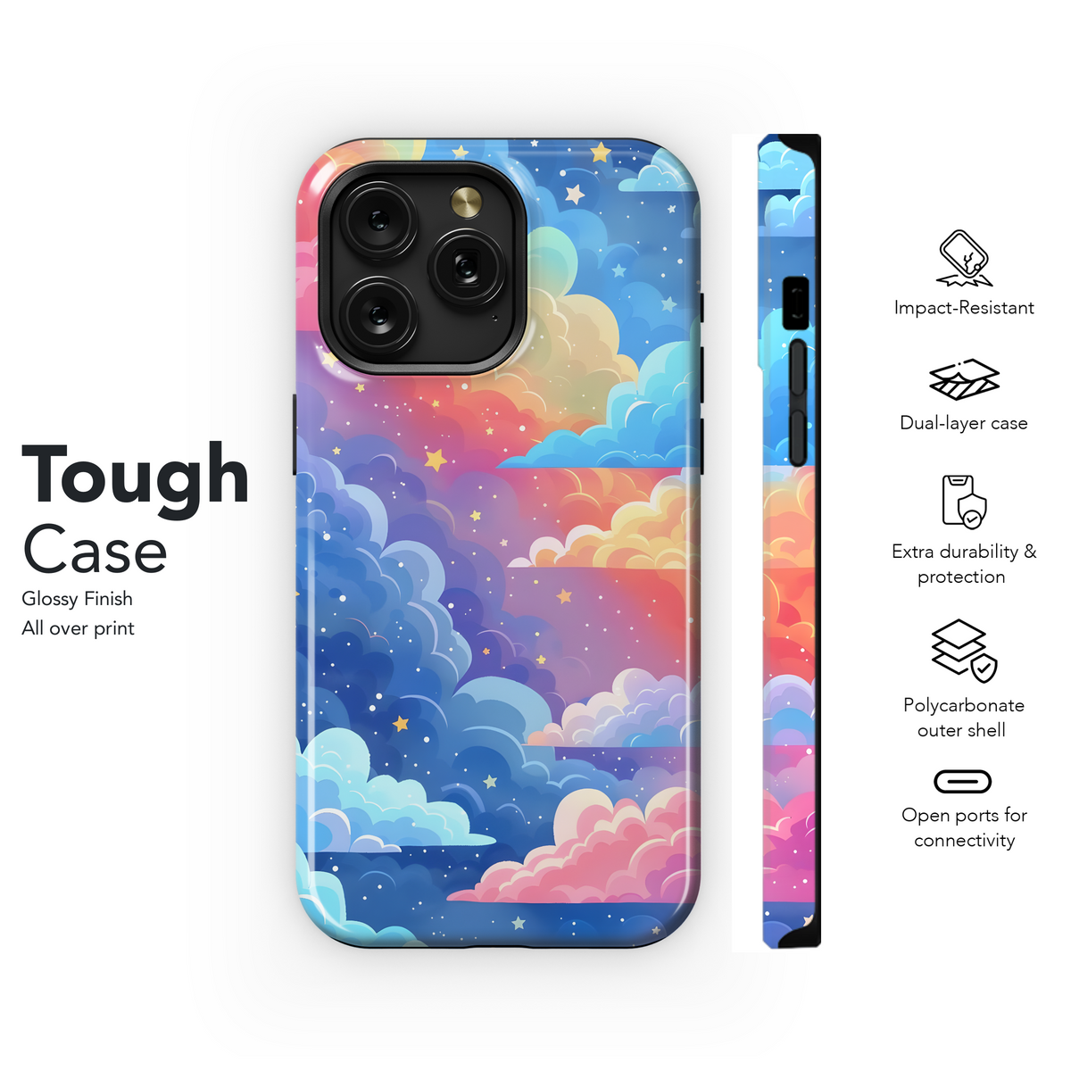 Rainbow Dream Clouds Phone Case iPhone Samsung Cover Pixel 4199 - Image 6