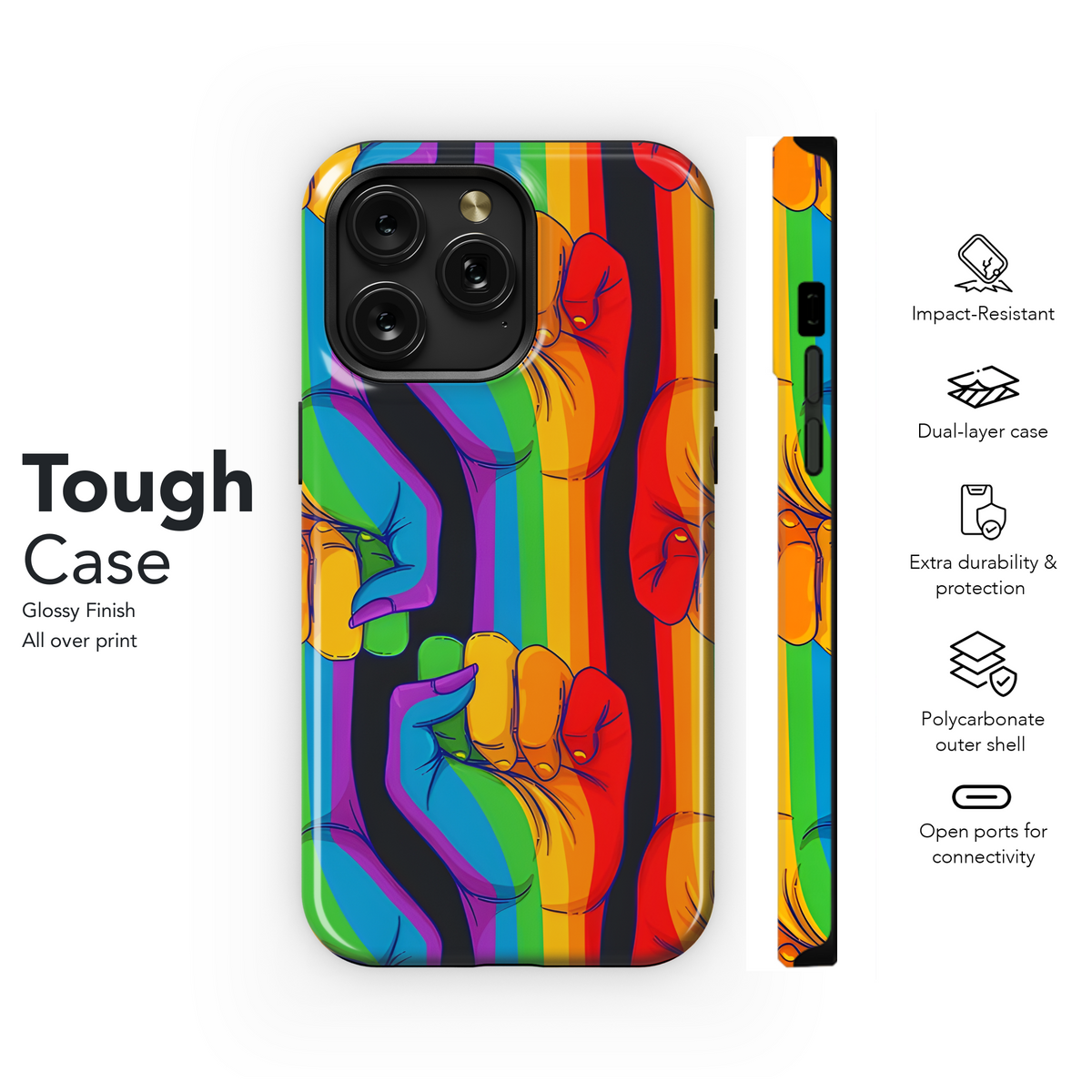 Rainbow Fist LGBT Rights Symbol Logo Phone Case iPhone Samsung Cover Pixel 3874 - Image 6