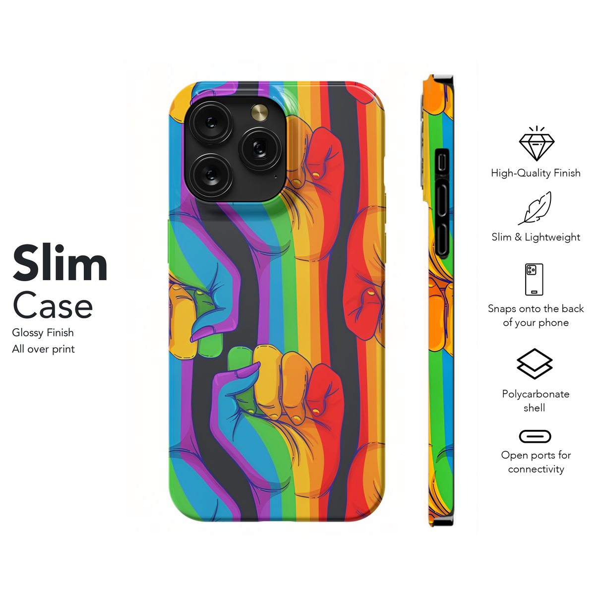 Rainbow Fist LGBT Rights Symbol Logo Phone Case iPhone Samsung Cover Pixel 3874 - Image 7