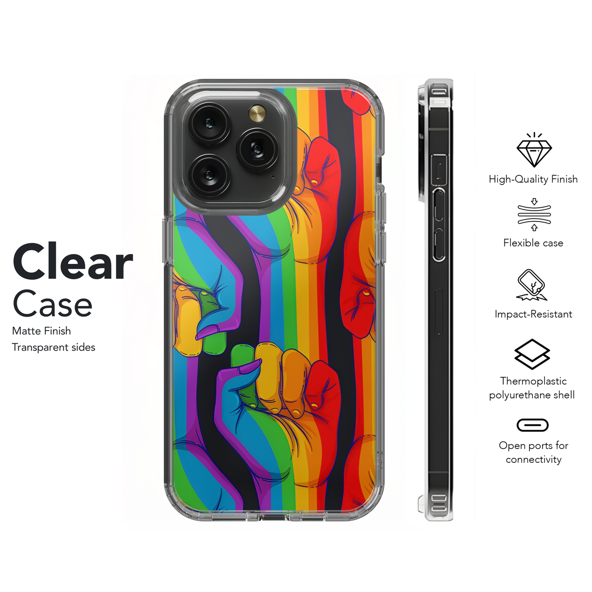 Rainbow Fist LGBT Rights Symbol Logo Phone Case iPhone Samsung Cover Pixel 3874 - Image 8